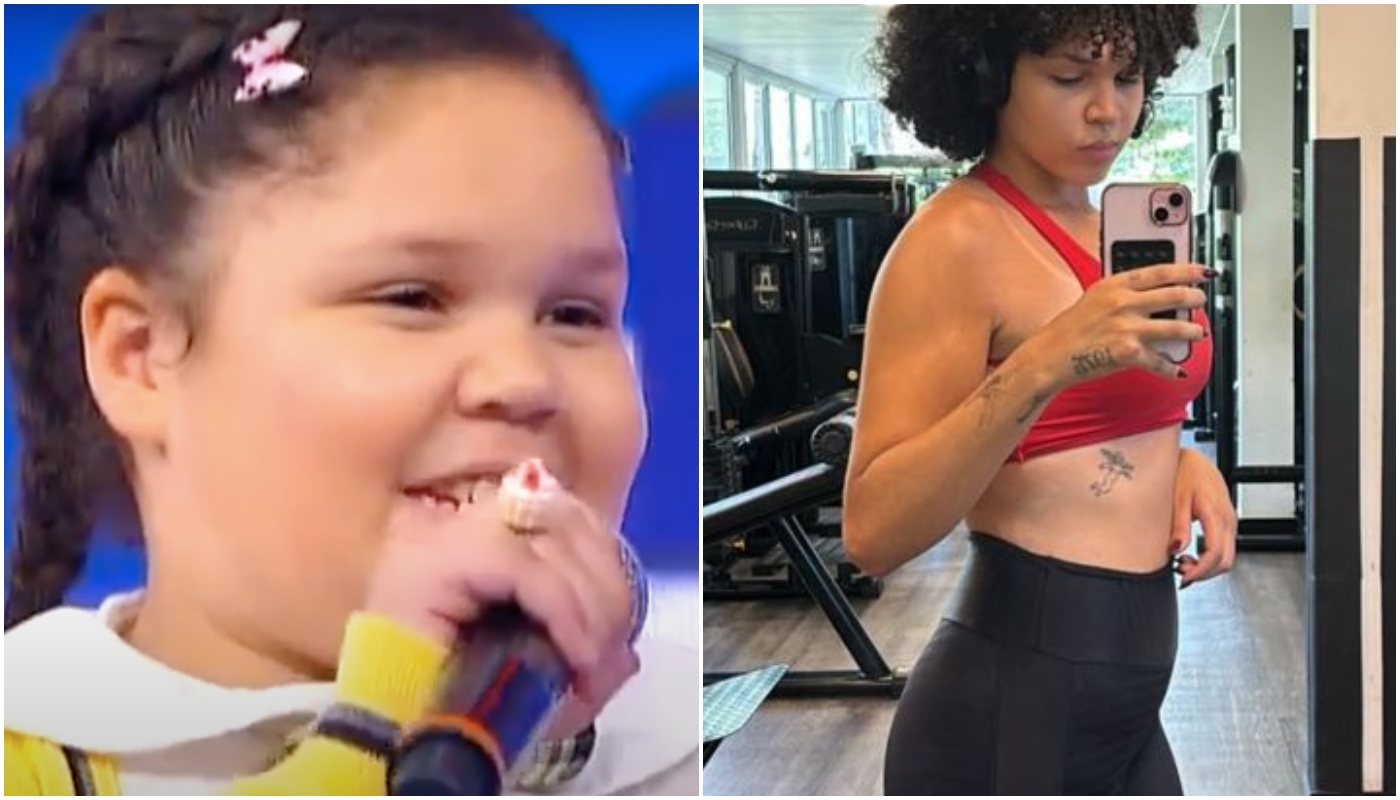 Antes e depois de Aysha Benelli (Crédito: Reprodução/SBT | Reprodução/Instagram @euayshabenelli)